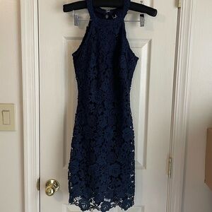 Elegant Navy Lace Dress